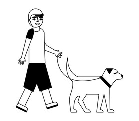 young man with dog mascot avatar character