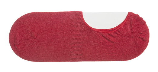 Red invisible shoe socks isolated on white background. 