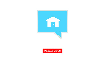 message icon with home symbol vector icon