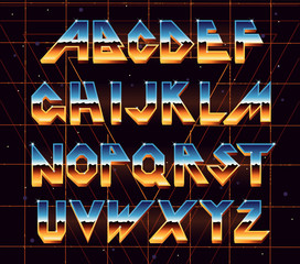 Alphabet 80 s retro font. © kate_kalita