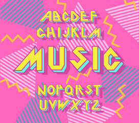 Alphabet 90 s retro font.