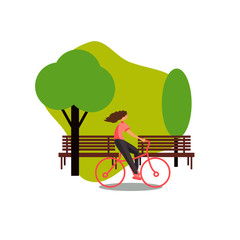 girl on bike vector for web