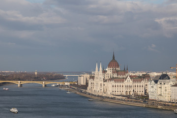 Budapest. Dunaj. Hungary, a city landscape, a look with top