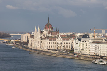 Budapest. Dunaj. Hungary, a city landscape, a look with top