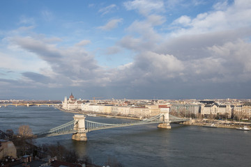 Budapest. Dunaj. Hungary, a city landscape, a look with top