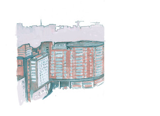 Sketch sity.  Hand drawn markers