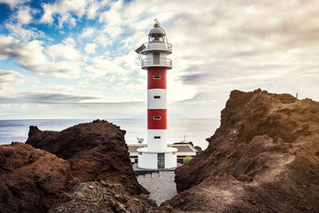 Fototapeta na wymiar Old Lighthouse the Punta de Teno in Tenerife island, Canary Island