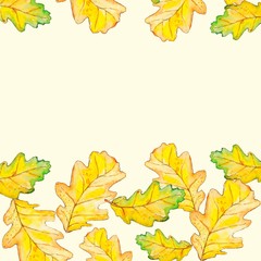 yellow oak leaves on yellow background jpeg