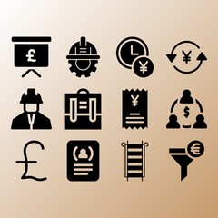 Funnel, time is money and ladder related premium icon set