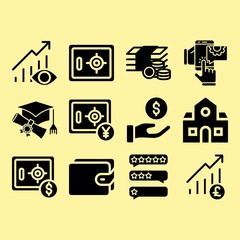 School, rating and profits related premium icon set