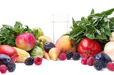 Fresh vegetables with leaf lettuce. Isolated on white background