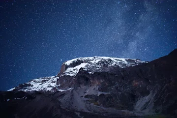 Fotobehang Kilimanjaro Mount Kilimanjaro onder de sterren