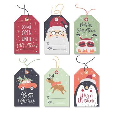 Christmas tags collection. Vector illustration.