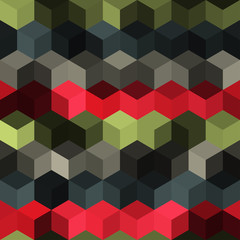 Hexagon grid seamless vector background. Colorful polygons bauhaus corners geometric design. Trendy colors hexagon cells pattern for banner or cover. Honeycomb shapes mosaic backdrop.