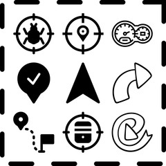 Simple 9 icon set of arrow related [iconsRandom:4] vector icons. Collection Illustration