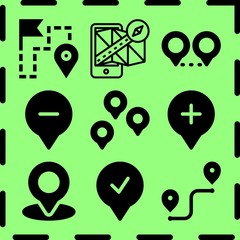 Simple 9 icon set of location related [iconsRandom:4] vector icons. Collection Illustration