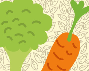 carrot and broccoli vegetable organic vector illustration