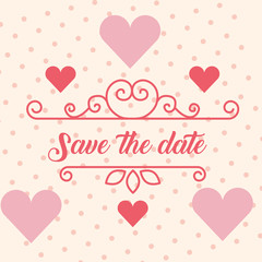 Obraz na płótnie Canvas save the date wedding love hearts card vector illustration