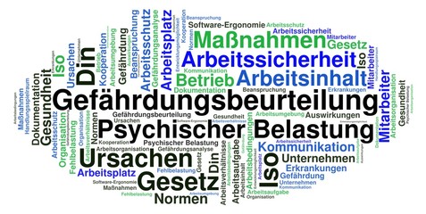Gefährdungsbeurteilung psychischer Belastung - Wortwolke