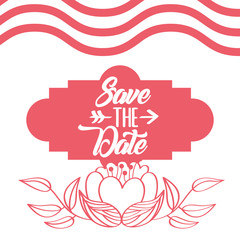 save the date flower romantic wedding card vector illustration