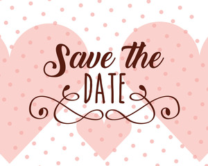 save the date love hearts dotted background vector illustration