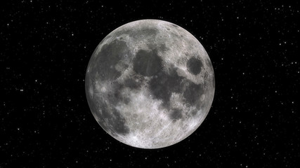 Obraz na płótnie Canvas Big moon at night in starry close-up 3d illustration