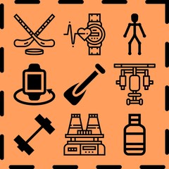 Simple 9 icon set of fitness related [iconsRandom:4] vector icons. Collection Illustration