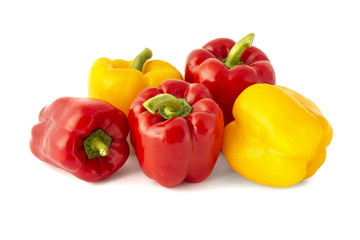 Sweet ripe Bulgarian red and yellow peppers