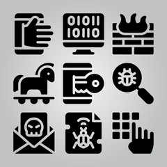 Simple 9 icon set of hacker related [iconsRandom:4] vector icons. Collection Illustration