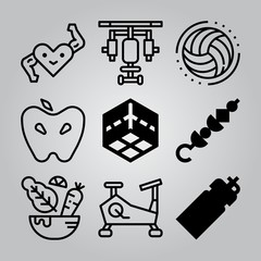 Simple 9 icon set of healthy related [iconsRandom:4] vector icons. Collection Illustration