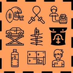 Simple 9 icon set of fitness related [iconsRandom:4] vector icons. Collection Illustration