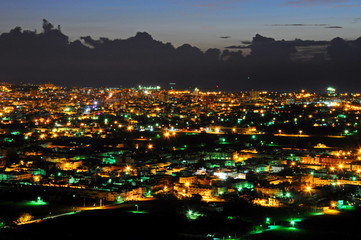 Cityscape with light and  seascape at sunrise in Hualien, Taiwan