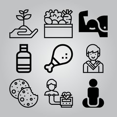 Simple 9 icon set of healthy related [iconsRandom:4] vector icons. Collection Illustration