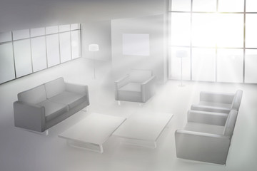 The rays of the sun coming into the room. Vector illustration.