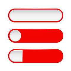 Red menu buttons. 3d oval web icons