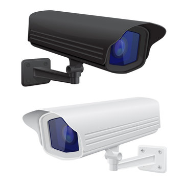 CCTV security surveillance camera. Black and white