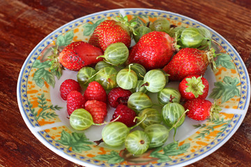 Strawberry and agrus. Berries on a plate