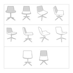 10 Different Views of a Chair Perspective Perspective Angles Line Art