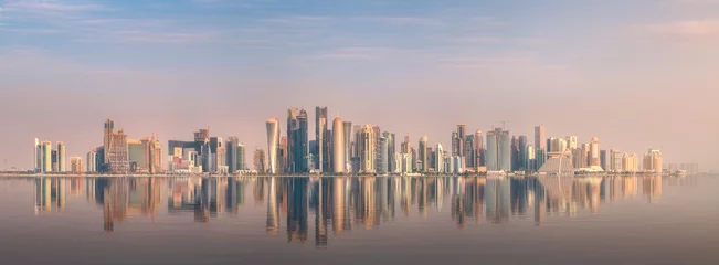 Fotobehang Skyline of West Bay and stony bank Doha, Qatar © boule1301