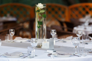 empty wine glasses restaurant interior serving, beautifully served wine glasses