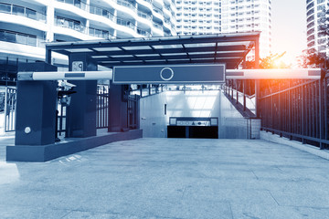 Residential area underground parking, the entrance of the booth