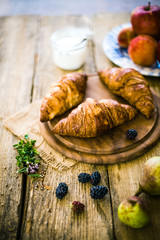 Croissants on table