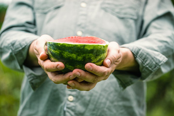Watermelon in hands