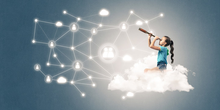 Idea of children Internet communication or online playing and pa