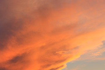 Beautiful orange sunset sky. Natural background