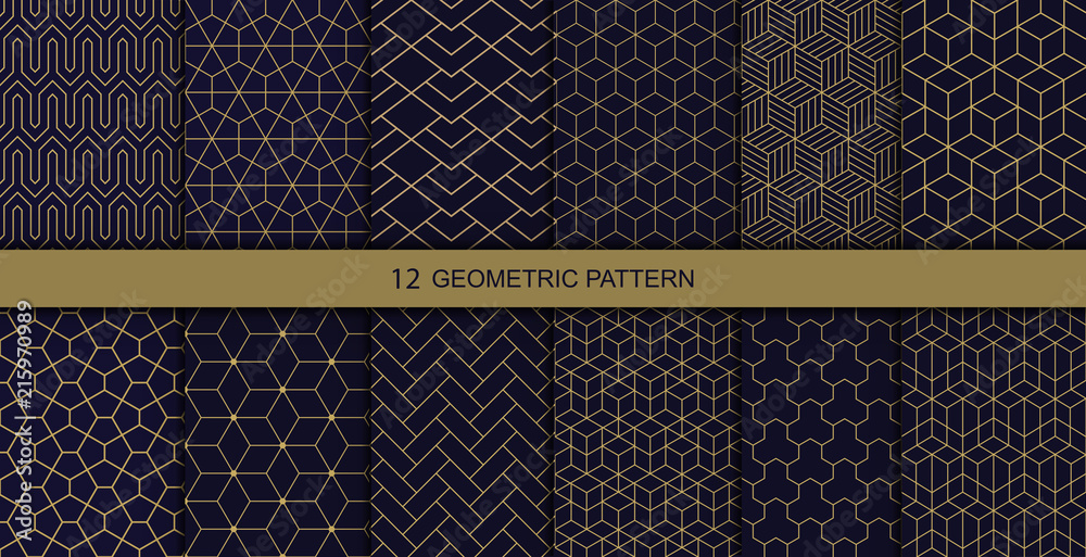 Wall mural vector geometric seamless patterns. abstract geometric hexagonal graphic design print 3d cubes patte