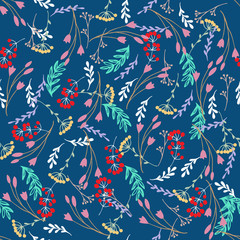 Vector abstract seamless simple floral pattern. Flower pattern. Spring pattern. Pattern for textiles or for cover. Wallpaper. Hand draw.