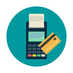 Payment by credit card using POS terminal.