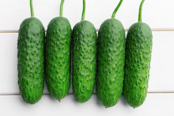 Cucumber on wooden background