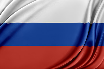 Russia flag with a glossy silk texture.